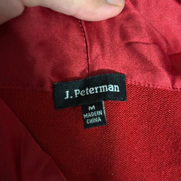 J. Peterman Red Wool Blend Sweater Silk Ribbon Tie Bow Women’s MEDIUM - Picture 3 of 12